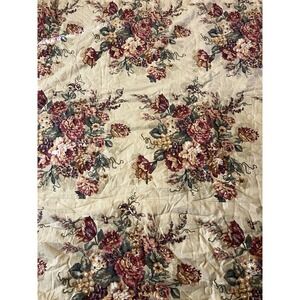 Rose Tree King Size Comforter 92x96 Floral Bouquet On Tan Background EUC